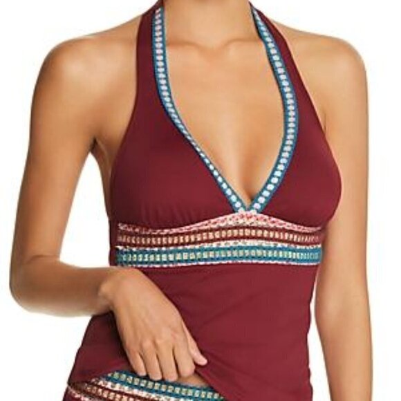 NWT LA BLANCA Running Stitch Halter Tankini Top Size 4 - Picture 1 of 7